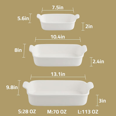 Versatile Ceramic Baking Pans Set - 9x13 Rectangular Casserole Dishes with Handles, Durable Lasagna Pans for Kitchen, Banquet, and Wedding Gifts (Jade)