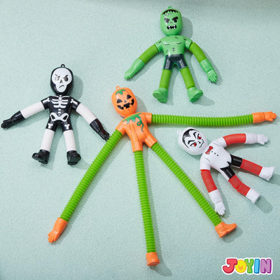 Spooktacular 4-Pack Halloween Sensory Stretchy Fidget Toys - Telescopic Pop Tubes for Party Favors & Goody Bags! Perfect for Classroom Prizes!