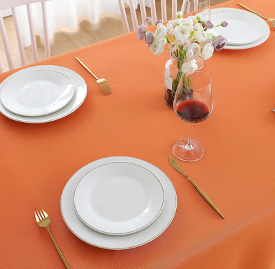 Heavy Duty Water-Resistant Orange Square Tablecloth - 60" x 60" Washable & Wrinkle-Free for Indoor/Outdoor Use
