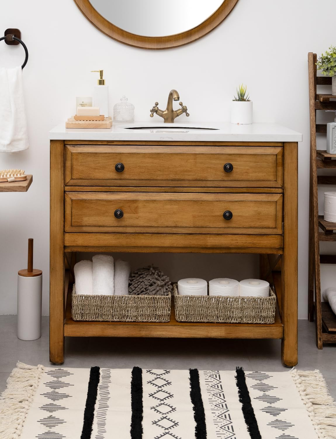 Handwoven Seagrass Storage Baskets with Handles – Natural Home Organization Basket Set