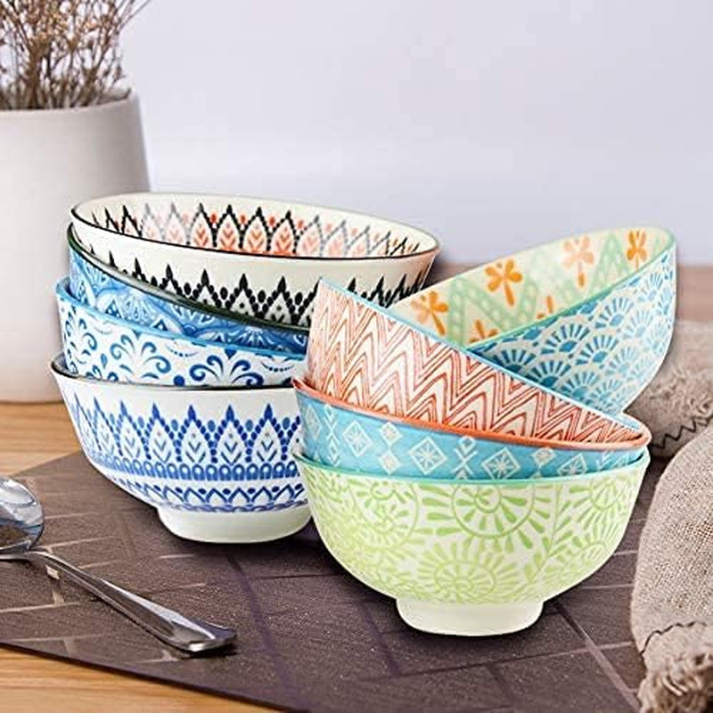 Versatile 8 Pack Small Ceramic Bowls - Perfect for Soup, Salad, Pasta, Desserts & More! 4.75 Inch Diameter, 10 oz Capacity