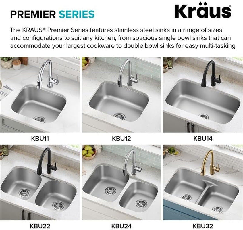 Durable 31.5" Undermount Stainless Steel Kitchen Sink - 18 Gauge Single Bowl KBU14