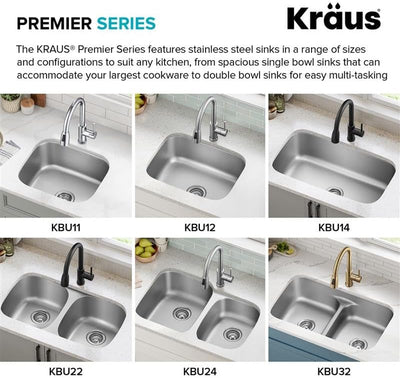 Durable 31.5" Undermount Stainless Steel Kitchen Sink - 18 Gauge Single Bowl KBU14