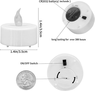 24-Pack LED Flameless Tea Lights - Realistic Flickering Warm Yellow Battery Operated Lights for Holiday Celebrations