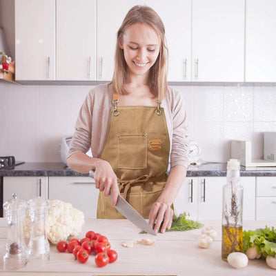 Stylish & Functional Chef Apron - Unisex Cotton Canvas Cross Back Design with Adjustable Straps & Spacious Pockets for Cooking & Baking
