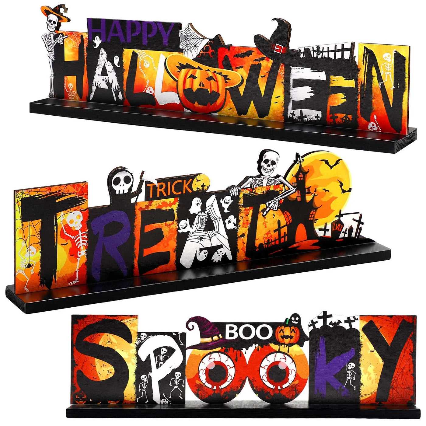 Charming Halloween Wooden Table Sign - Festive Pumpkin & Ghost Design for Spooktacular Indoor Party Decor!