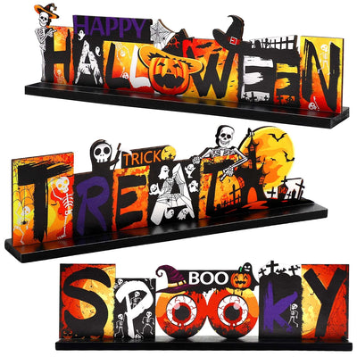 Charming Halloween Wooden Table Sign - Festive Pumpkin & Ghost Design for Spooktacular Indoor Party Decor!
