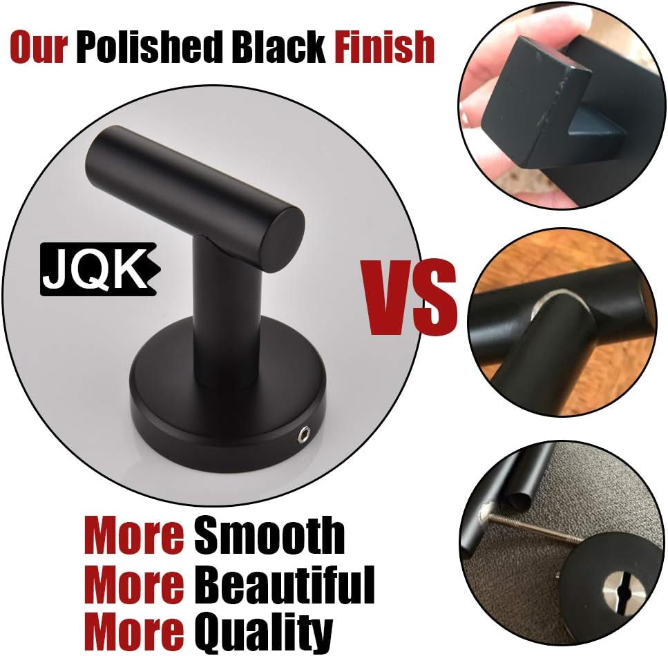 Black Bathroom Towel Hook, Coat Robe Clothes Hook for Bathroom Kitchen Garage Wall Mounted (3 Pack), 304 Stainless Steel Matte Black, TH100-PB-P3 - GG store