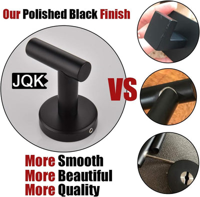 Black Bathroom Towel Hook, Coat Robe Clothes Hook for Bathroom Kitchen Garage Wall Mounted (3 Pack), 304 Stainless Steel Matte Black, TH100-PB-P3 - GG store