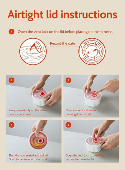 Versatile 6-Pack White Porcelain Ramekins with Lids – Perfect for Baking Soufflés, Crème Brûlée, and Storing Desserts!