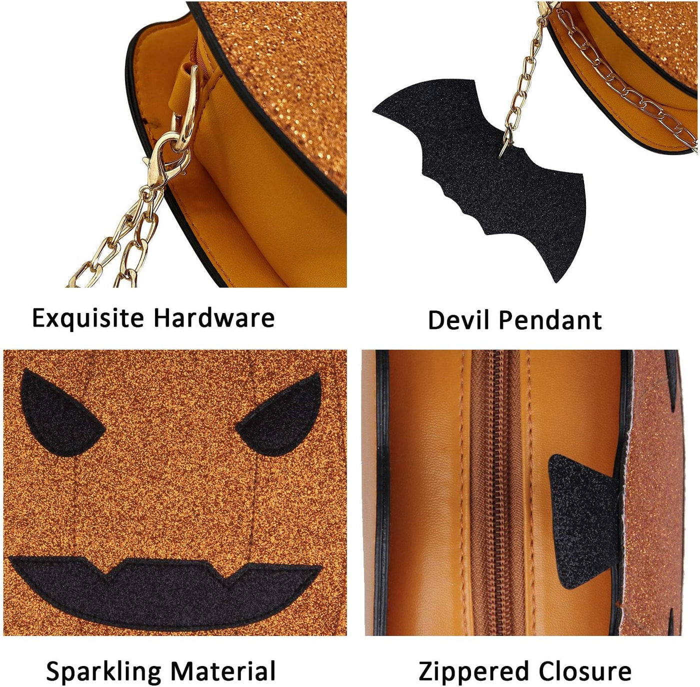 Spooktacular Women's Pumpkin Devil Crossbody Purse - Perfect for Halloween Trick or Treating!