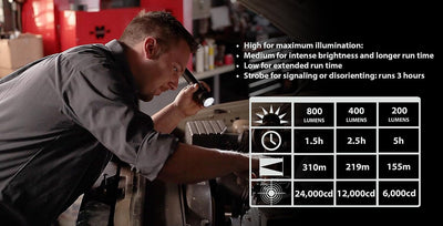 75458 Stinger DS LED HL 800-Lumen Rechargeable Dual Switch Flashlight with 120-Volt Ac/12-Volt DC Smart Charge Piggyback Charger (Nimh), Black - GG store