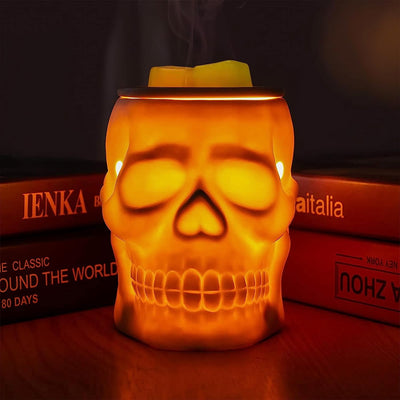 Spooky Ceramic Skull Wax Melt Warmer - Electric Scentsy Melter for Fragrant Wax Cubes