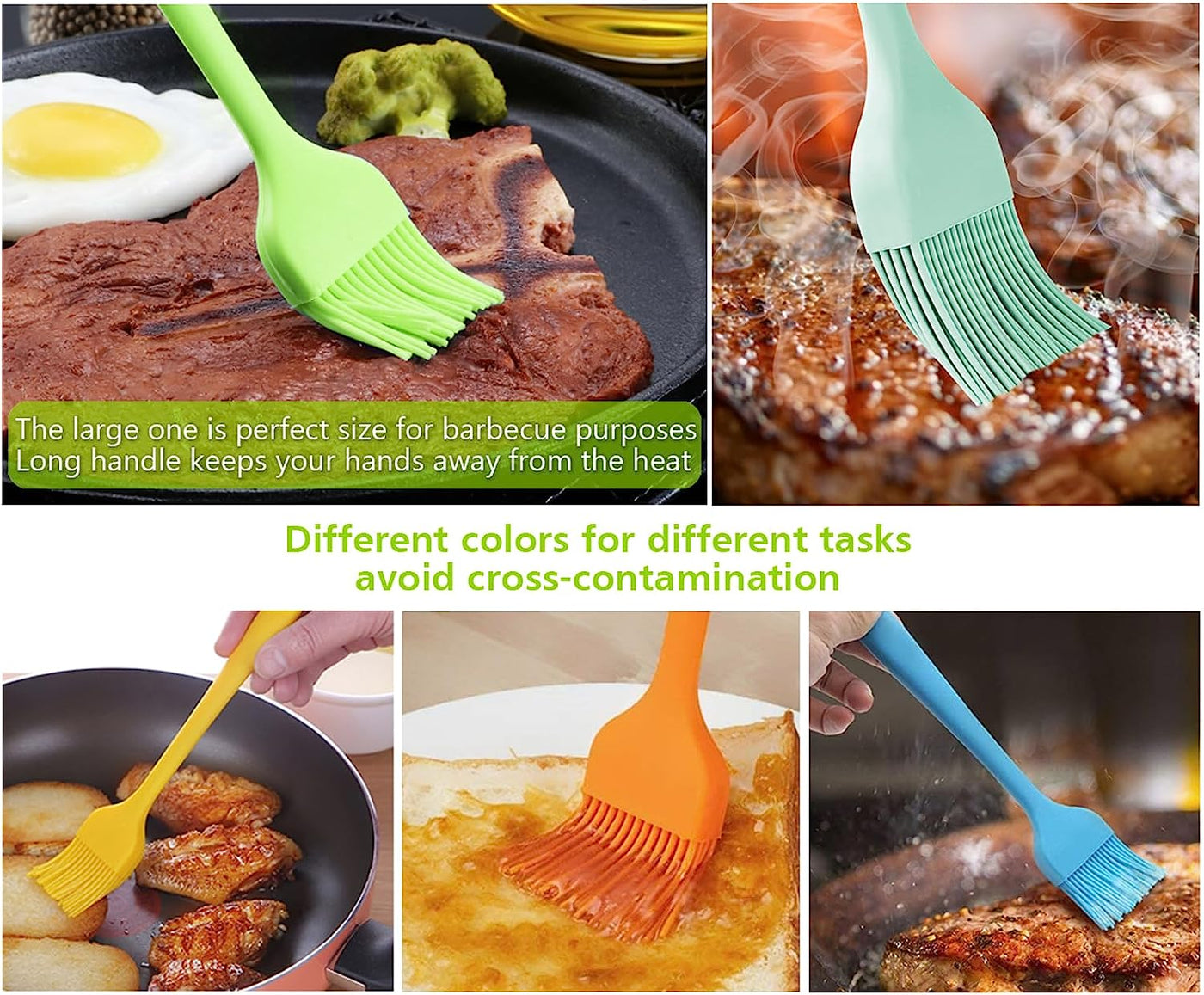 Premium Silicone Basting Brush - Perfect for Oils, Sauces & Marinades - Ideal for Grilling, Baking & Basting Pastries, Cakes, and Meats - Food Grade & Dishwasher Safe