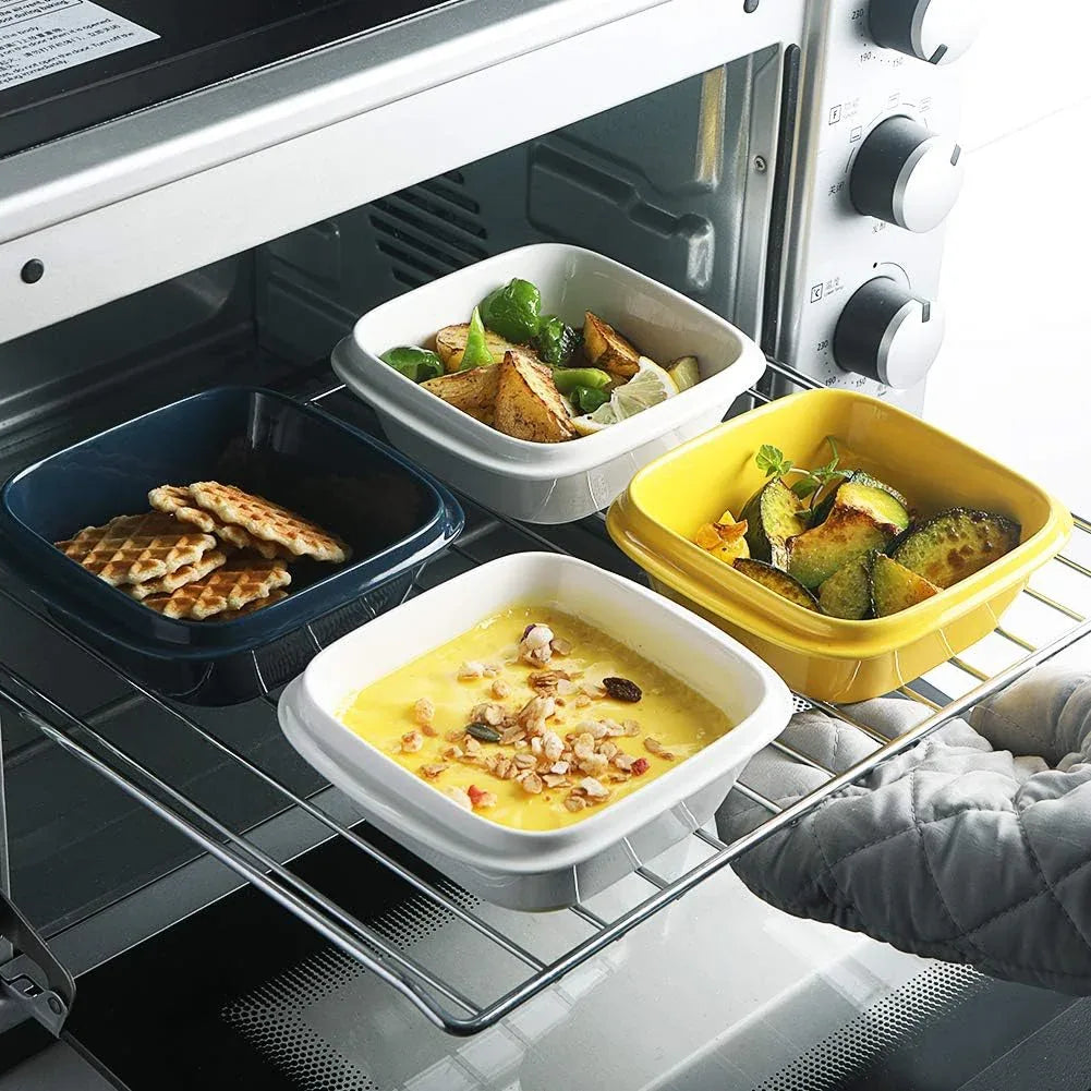 Porcelain Ramekins 10oz Set of 6 | Square with Handles | Oven Safe | Cavira