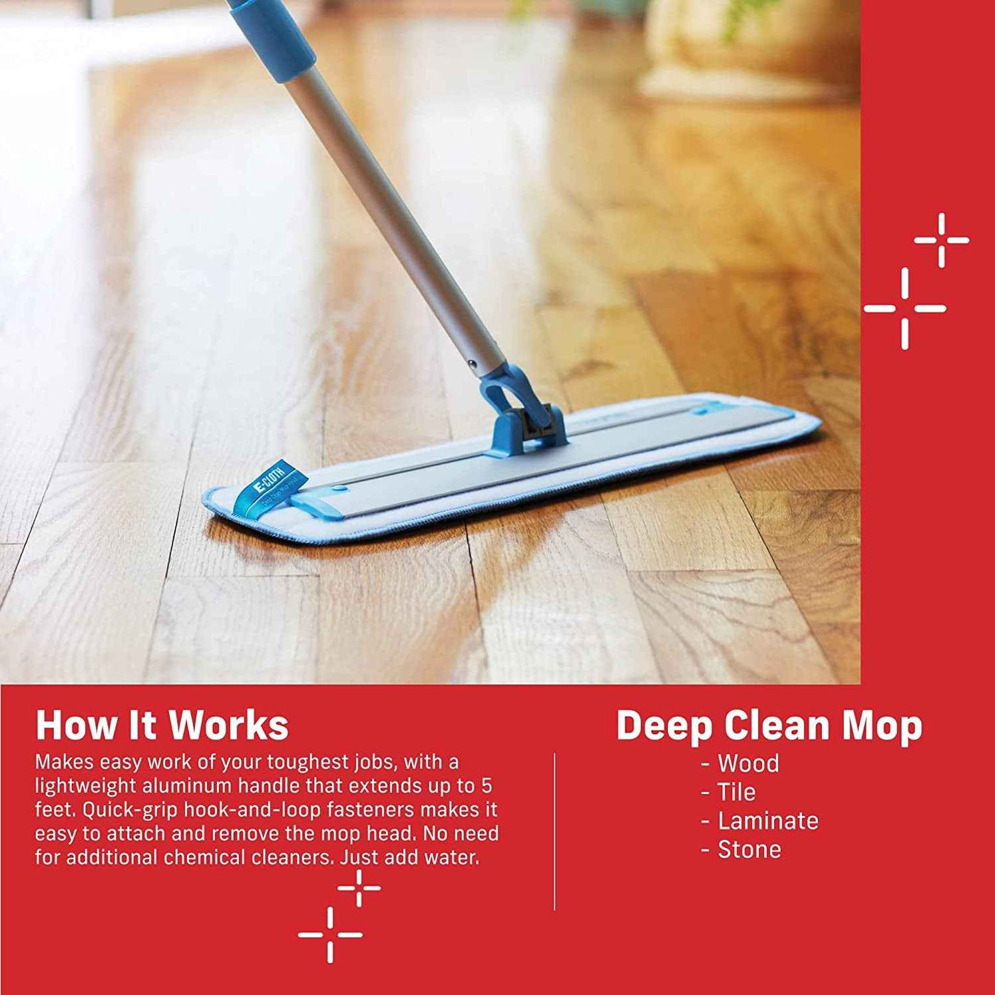 Deep Clean Microfiber Mop - Perfect Floor Cleaner for Hardwood, Laminate, Tile, and Stone Flooring, Washable and Reusable, 100 Wash Promise - GG store