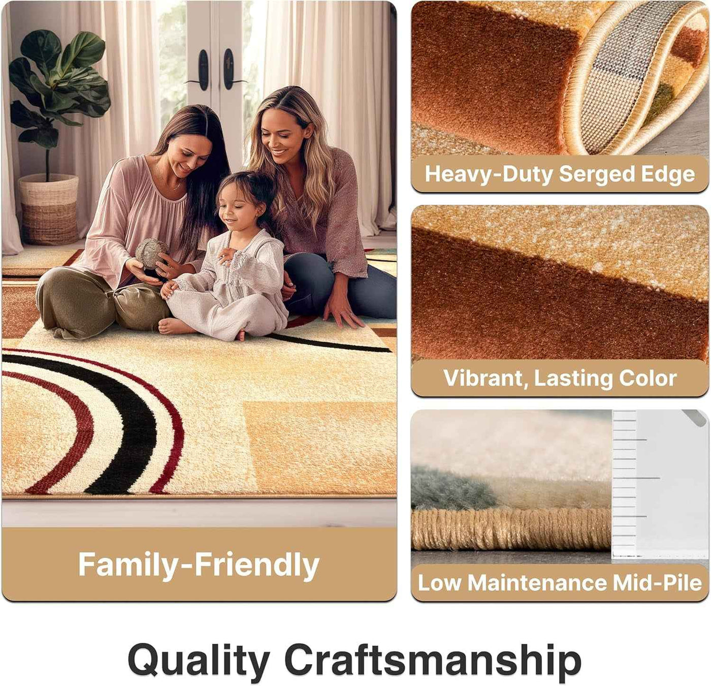 Barclay Arcs & Shapes Ivory Geometric Area Rug 5'3" x 7'3" for Modern Living Room Design - GG store