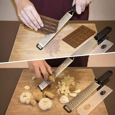 Ultimate Lemon Zester & Cheese Grater Set - Versatile Kitchen Tool for Citrus, Parmesan, Chocolate & More - Ergonomic Silicone Handle & Durable Stainless Steel Blades - Red (2 Piece Set)