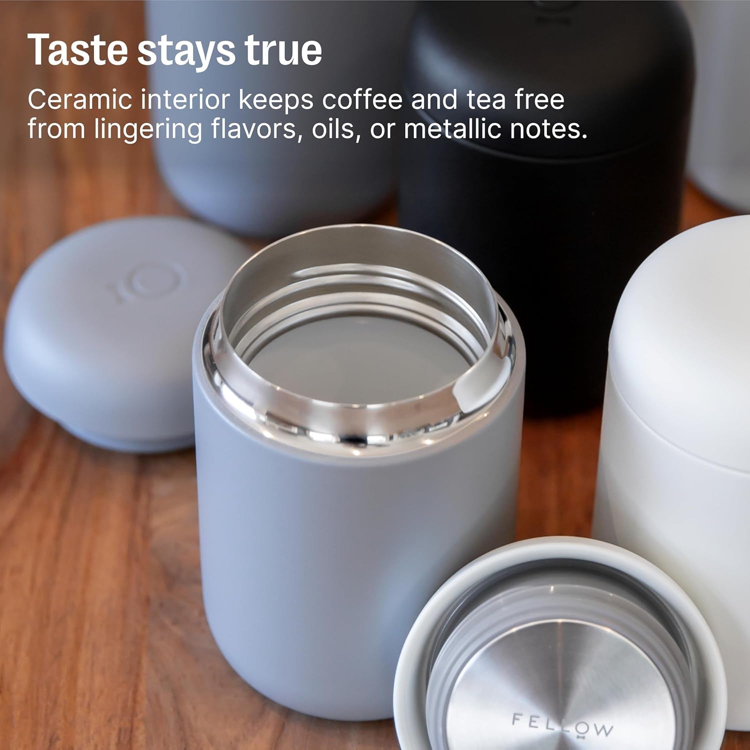 Vacuum Insulated Travel Mug with Ceramic Interior – 12oz Matte Black Leakproof Coffee & Tea Tumbler