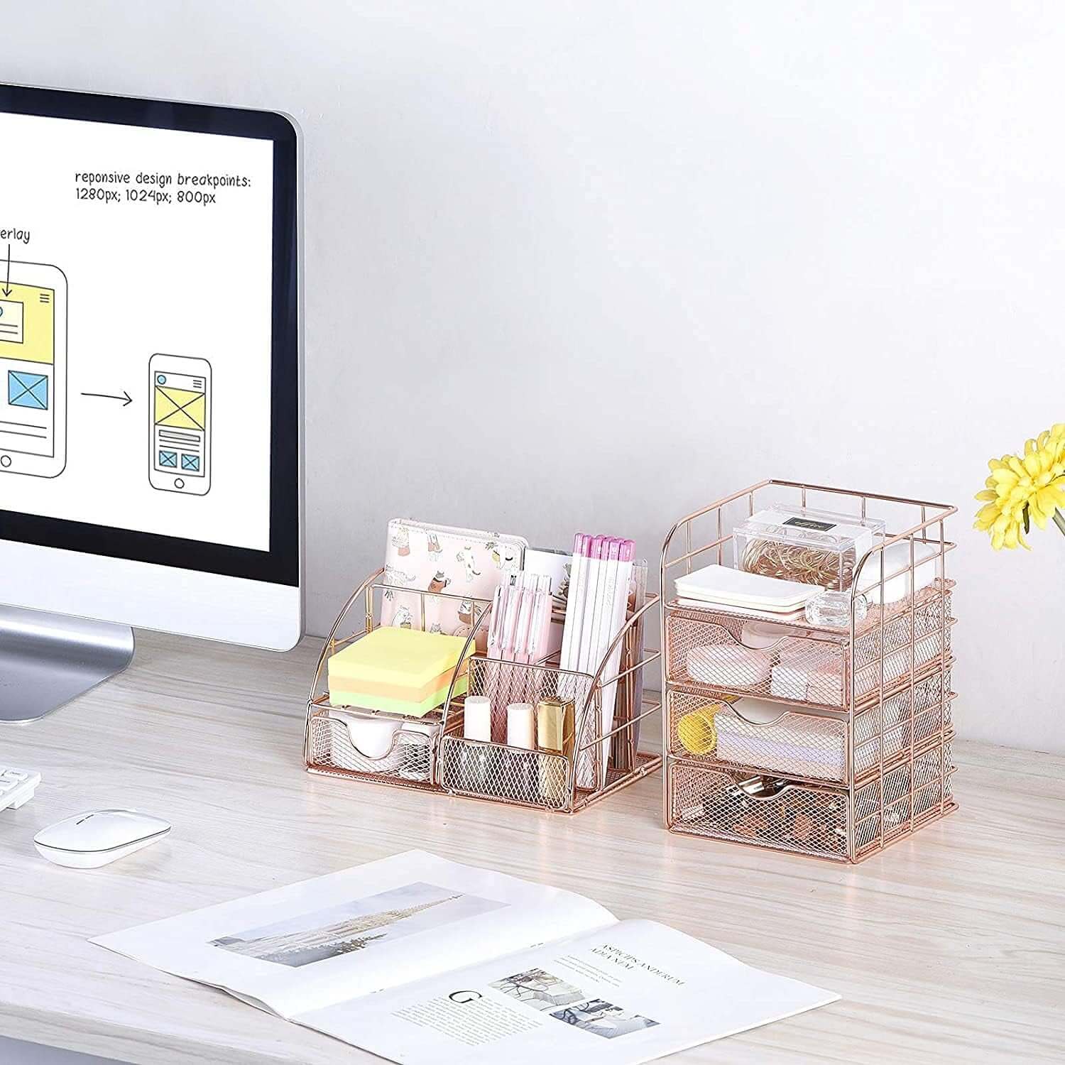 Minimal Desk Organizer Set – Office Storage Accessories & Workspace Organizer