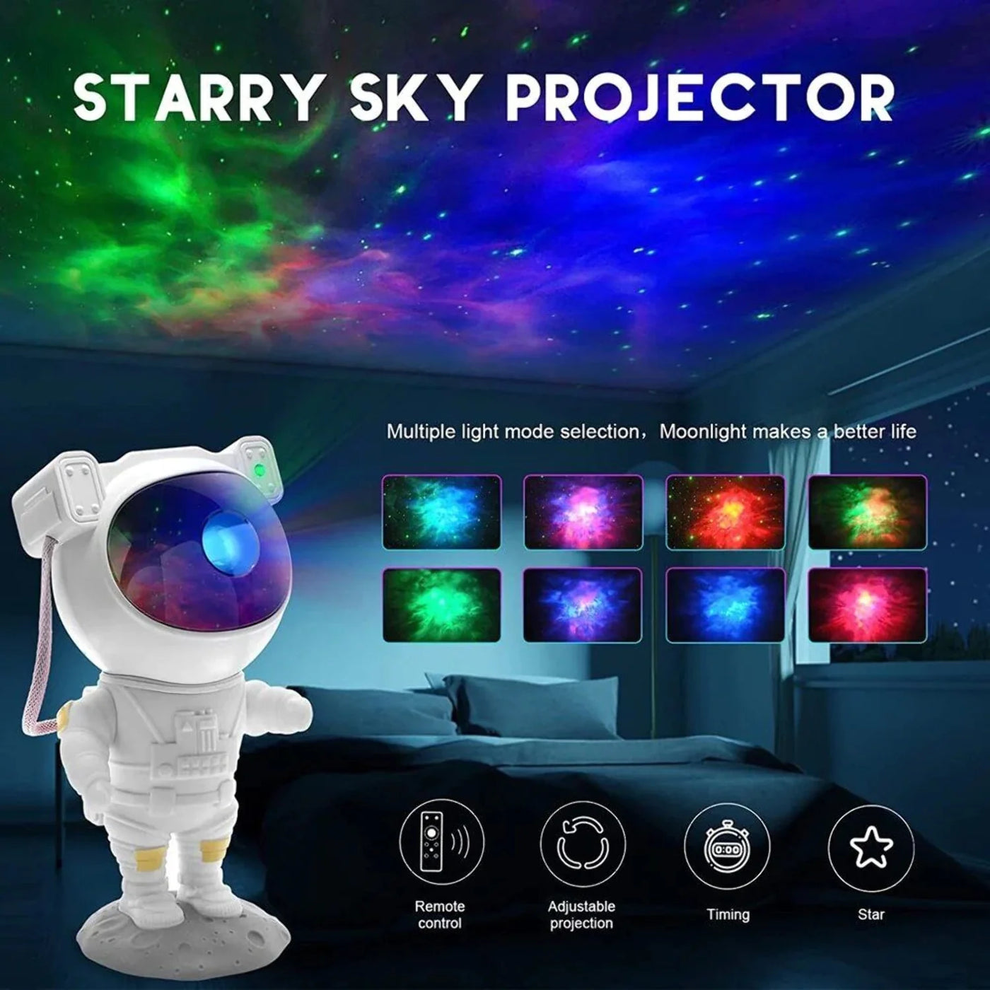 Astronaut Projector Galaxy Starry Sky Night Light Ocean Star LED Lamps - GG store