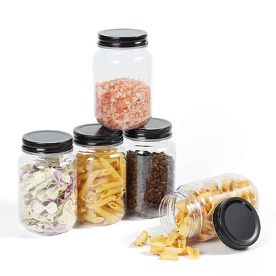 16 Ounce Plastic Food Storage Containers - BPA Free Jars with Lids - 20 Pack Airtight Clear Food Storage Jars - GG store