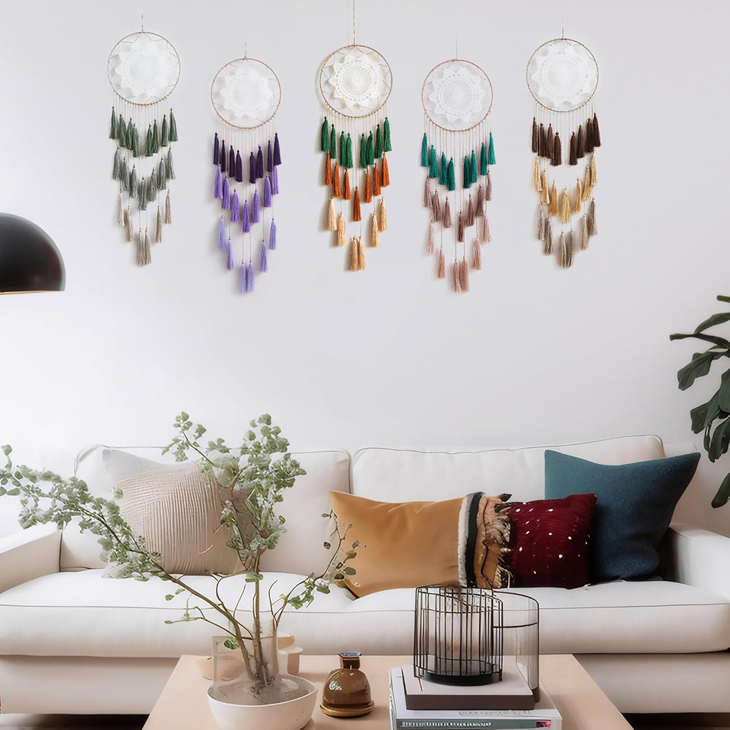 Handmade Macrame Dream Catcher Wall Hanging – Boho Tassel Bedroom Home Décor