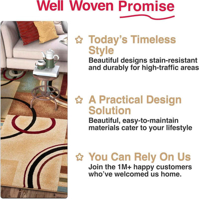 Barclay Arcs & Shapes Ivory Geometric Area Rug 5'3" x 7'3" for Modern Living Room Design - GG store