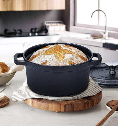 5.2 Quart Pre-Seasoned Cast Iron Dutch Oven with Lid - Versatile Skillet for Casseroles & Braising - Induction Compatible