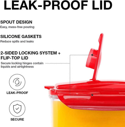 Aqua Fridge Door Water Jug - BPA Free Pitcher with Handle & Flip Top Lid, 3 Quarts - Ideal for Teas & Juices, Red