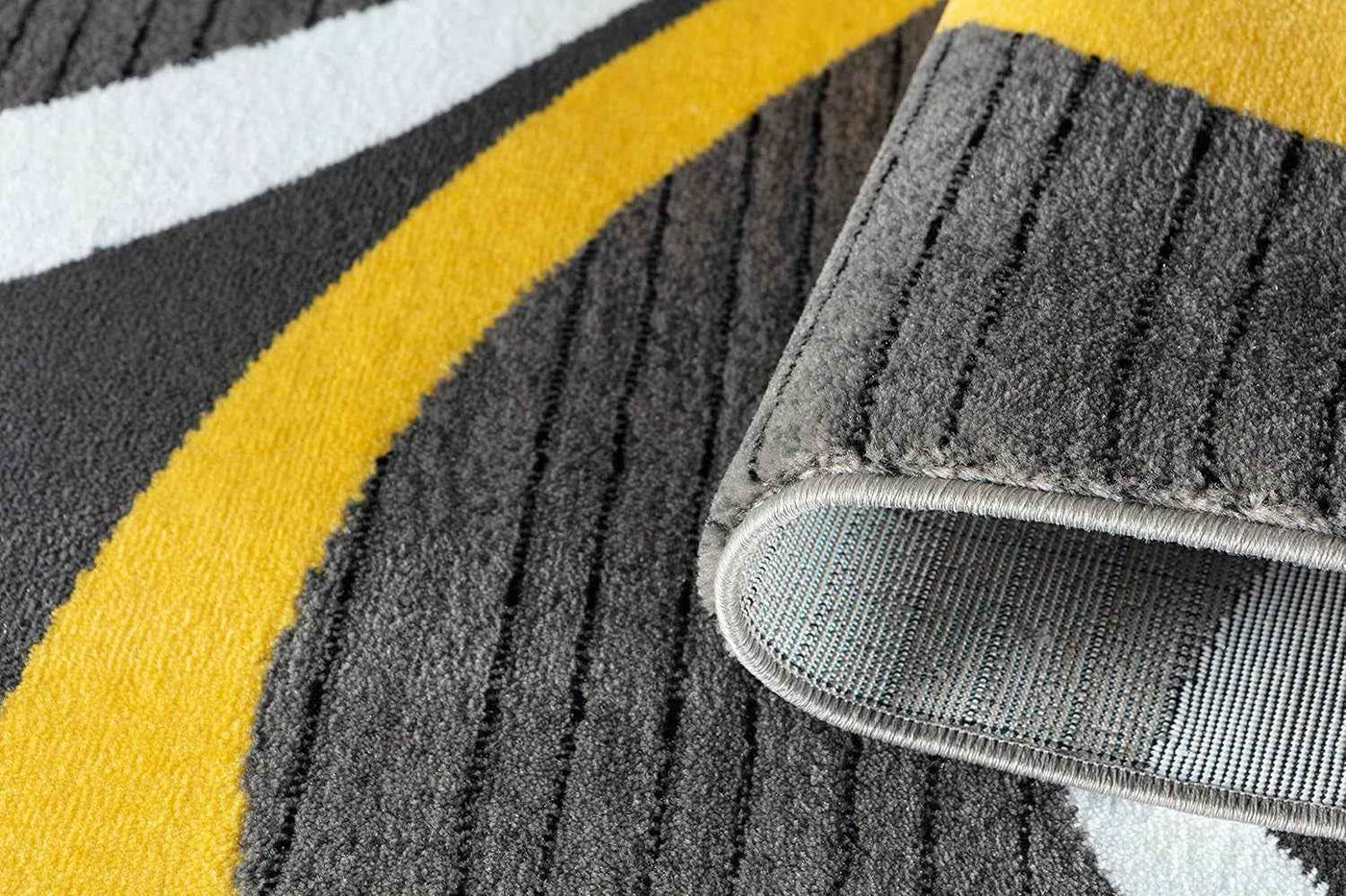 Modern Area Rug Swirls Carpet for Bedroom, Living Room & Dining - Sevilla Collection 4817A (Yellow, 4X6) - GG store