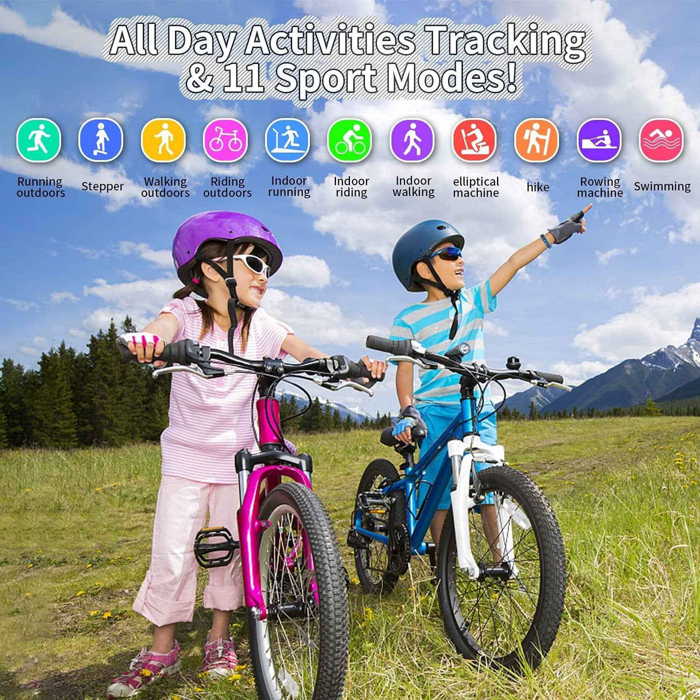 Kids Fitness Tracker Watch - Waterproof Activity Tracker with Pedometers, Stopwatch & 11 Sport Modes for Kids Ages 6-16 - GG store