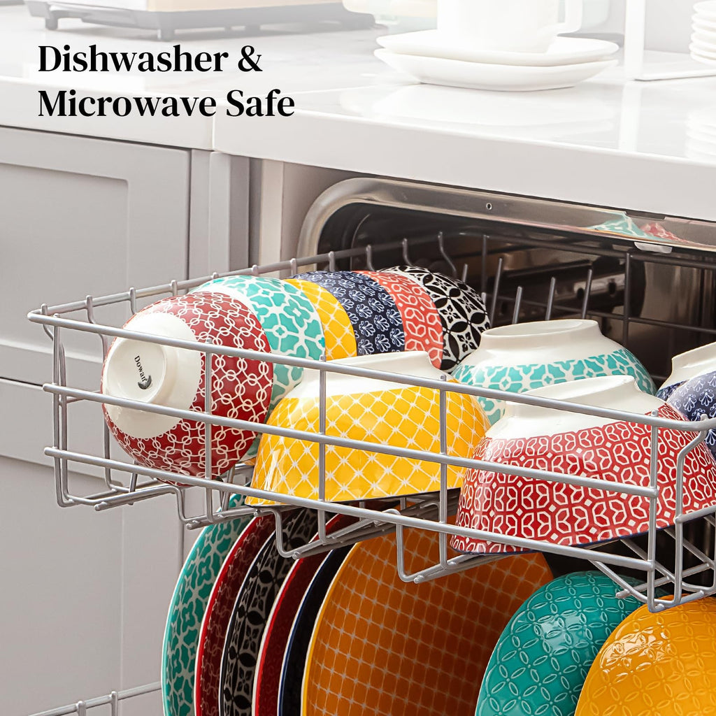 Colorful Ceramic Soup & Cereal Bowls Set of 6 – 23oz Porcelain Serving Bowls for Soup, Salad, Pasta & Oatmeal | Microwave & Dishwasher Safe Modern Dinnerware Set