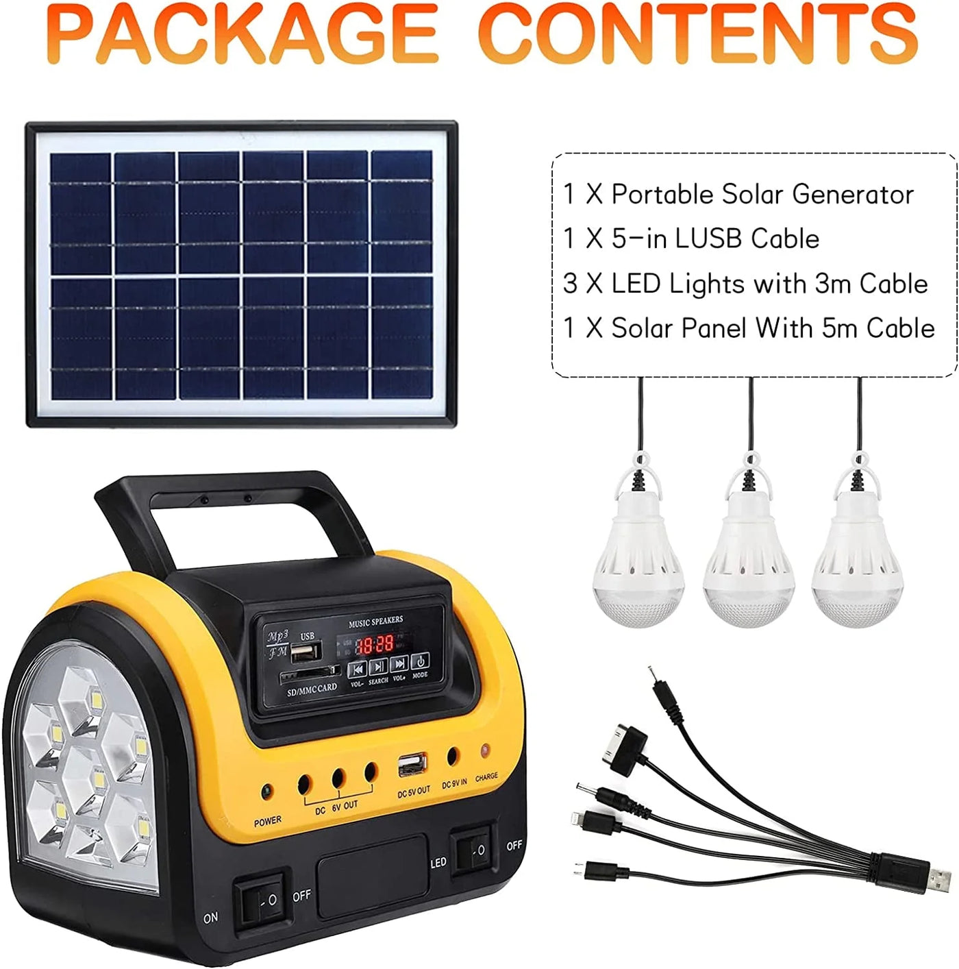 Solar Generator Portable with Solar Panel Solar Power Generators Portable Power Station with Bulb Rechargeable Power Supply - GG store