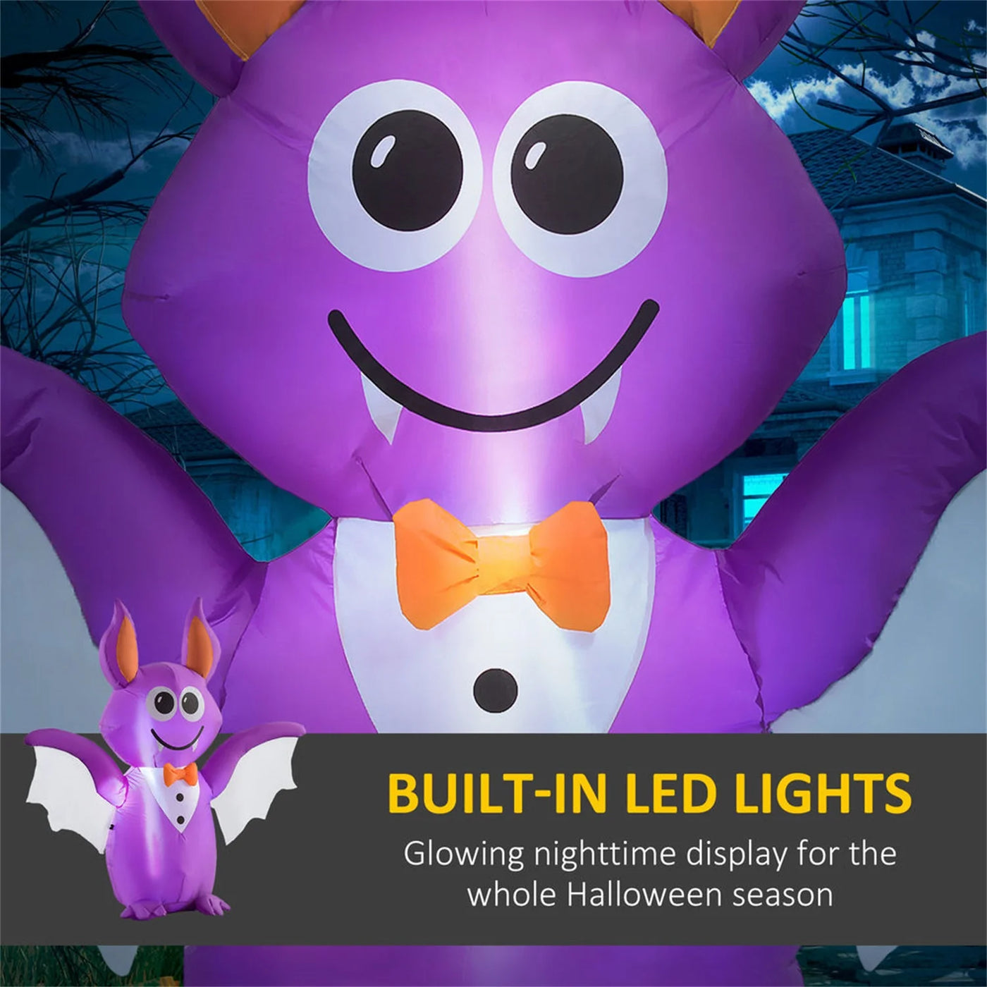 Decorations,6Ft Inflatable Halloween Bat, Blow up Outdoor LED Yard Display, Waterproof,Purple