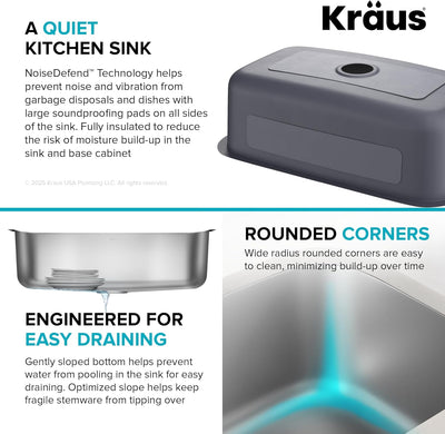 Durable 31.5" Undermount Stainless Steel Kitchen Sink - 18 Gauge Single Bowl KBU14