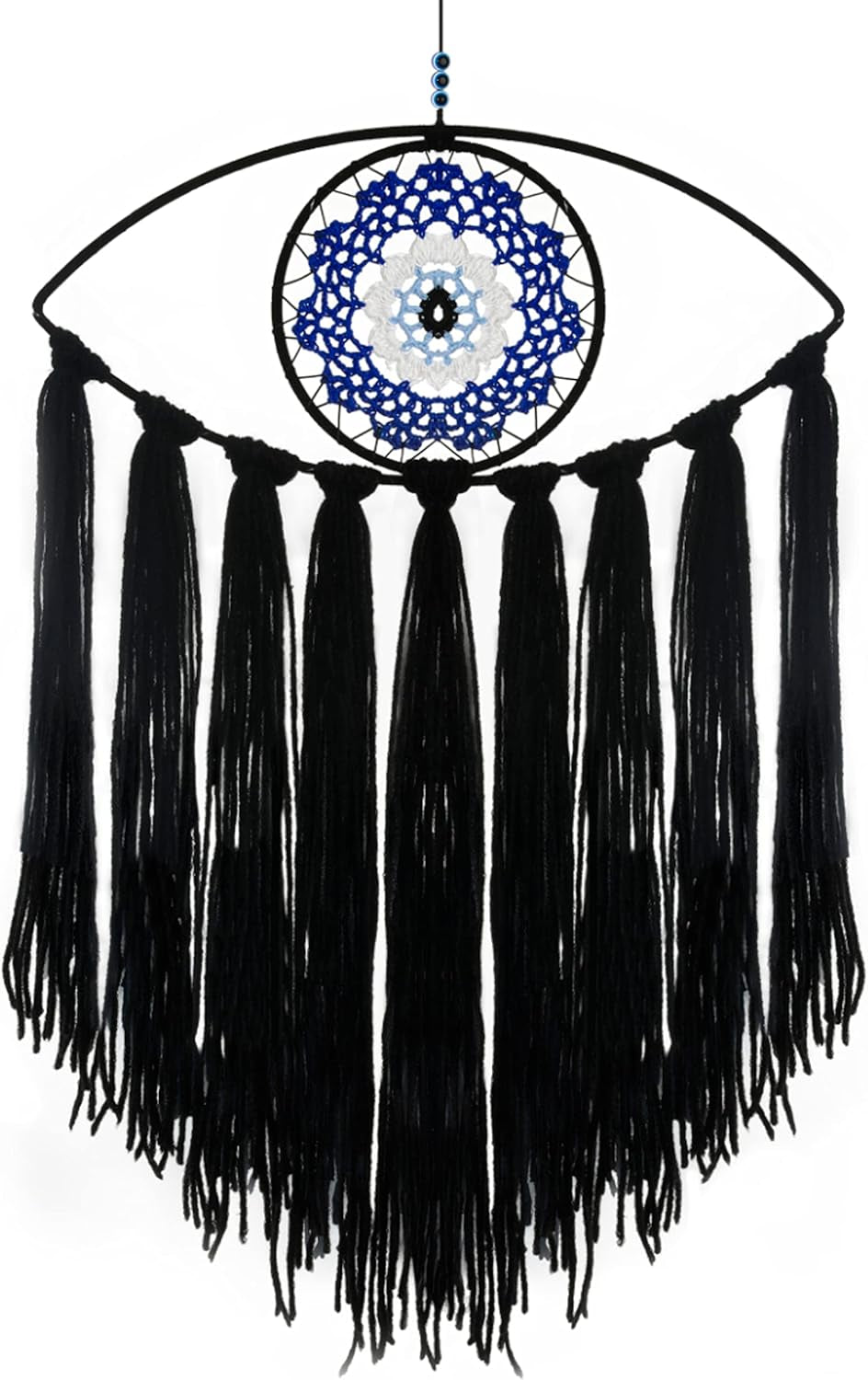 Mystical Black Evil Eye Dream Catcher - Enchanting Wall Hanging for Witchy Decor, Gothic Charm for Bedroom & Unique Gift