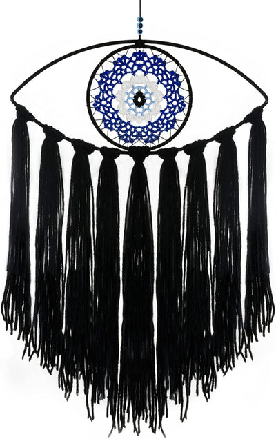 Mystical Black Evil Eye Dream Catcher - Enchanting Wall Hanging for Witchy Decor, Gothic Charm for Bedroom & Unique Gift