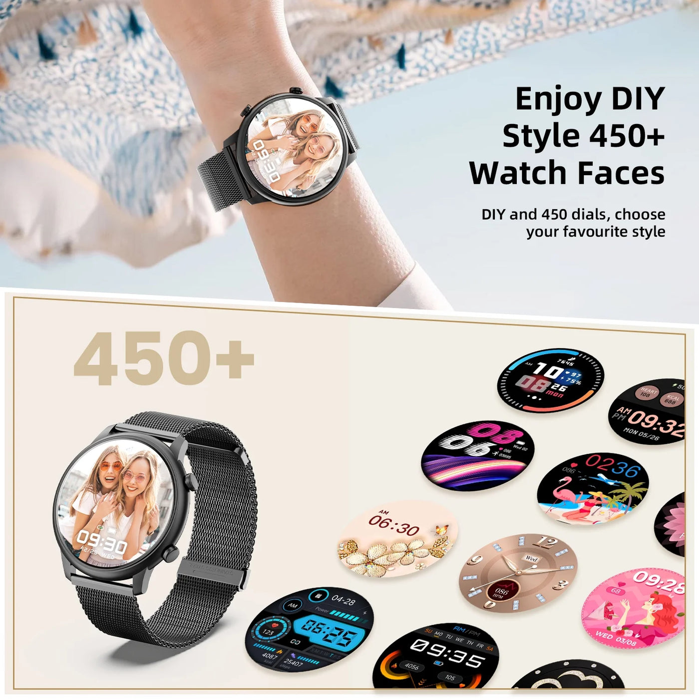 Men’s & Women’s Smartwatch – 1.39" Fitness Tracker, Calls & Notifications (Alloy Black) - GG store