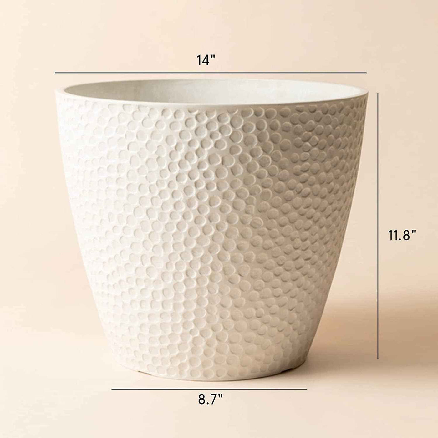 Outdoor Indoor Tree Planters,14 Inch Large Planter Flower Pots,Modern Decorative White Planter Pot for House Plants,Honeycomb - GG store
