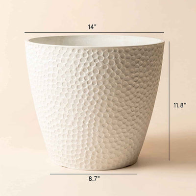 Outdoor Indoor Tree Planters,14 Inch Large Planter Flower Pots,Modern Decorative White Planter Pot for House Plants,Honeycomb - GG store