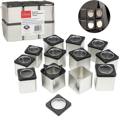 Magnetic Spice Jars Clear Metal Spice Food Storage Jars & Containers (12 Count) - GG store