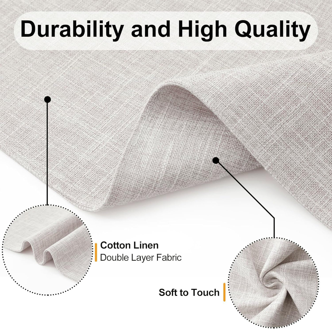 Elegant Beige Cotton Linen Blend Placemats - Set of 6, Heat Resistant & Washable, Perfect for Indoor & Outdoor Dining Decor, 13" x 19