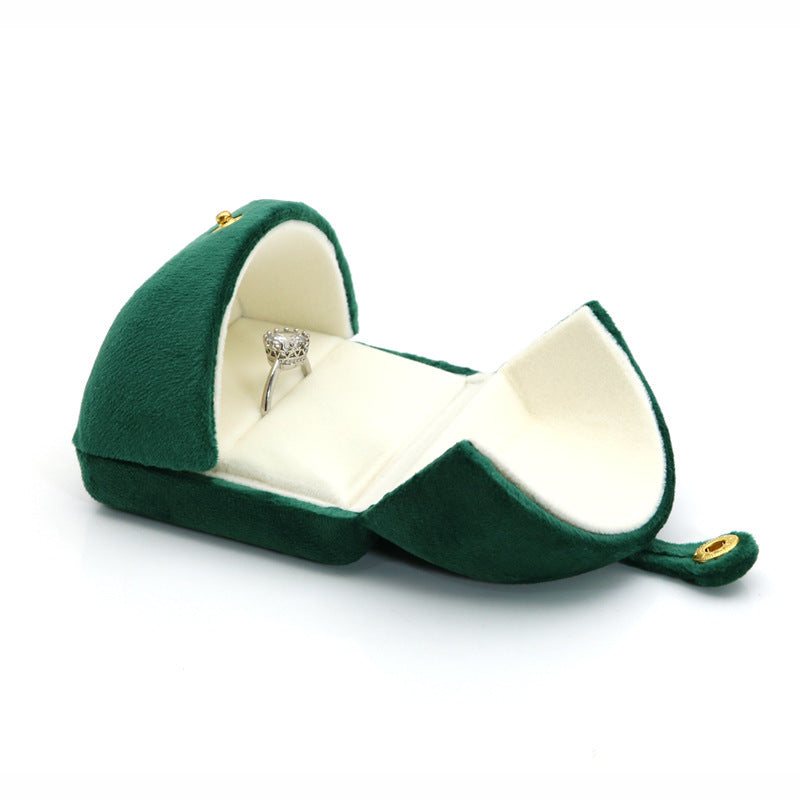 Dark Green Super Soft Flannel Creative Double Ring Box