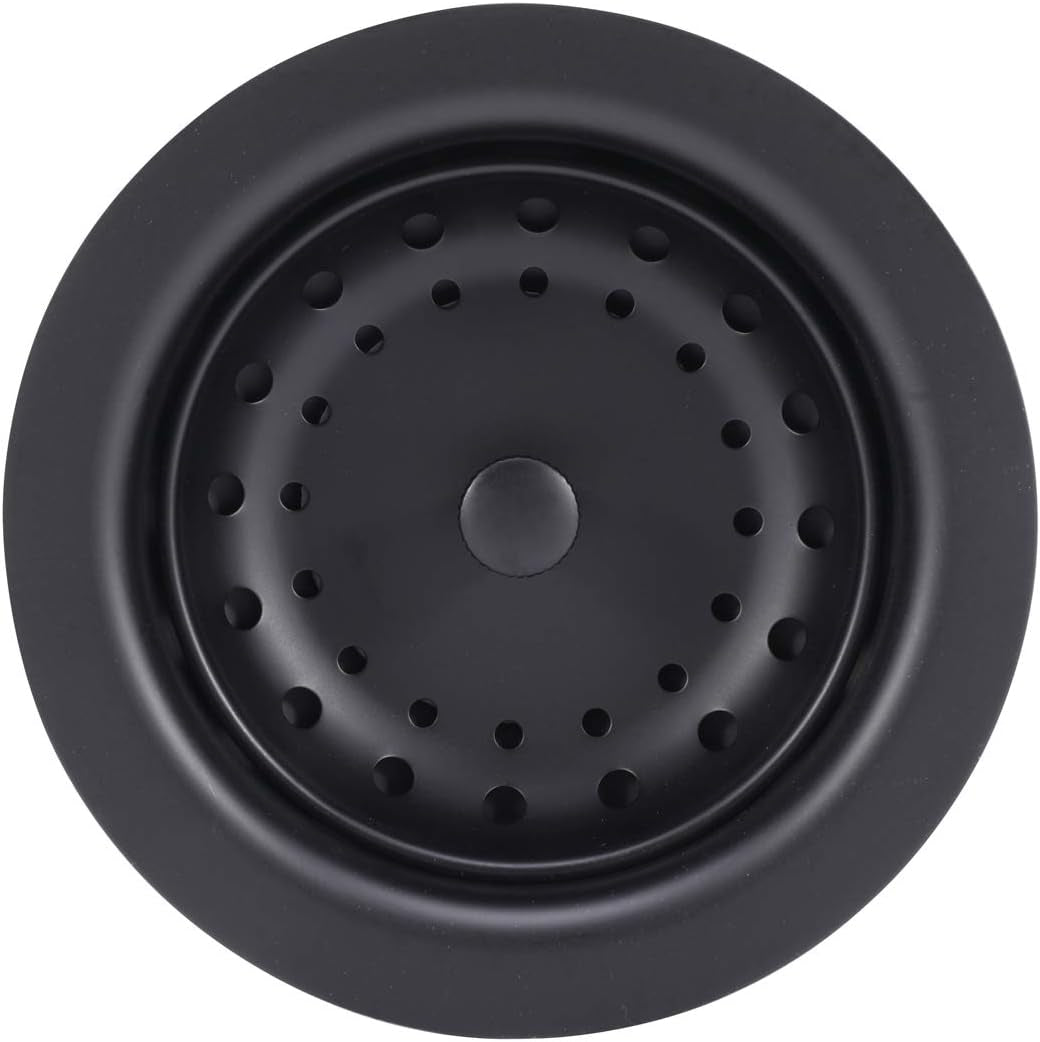 Stylish 3-1/2 Inch Black Stainless Steel Kitchen Sink Basket Strainer with Durable Rustproof Drain Assembly