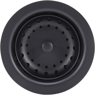 Stylish 3-1/2 Inch Black Stainless Steel Kitchen Sink Basket Strainer with Durable Rustproof Drain Assembly