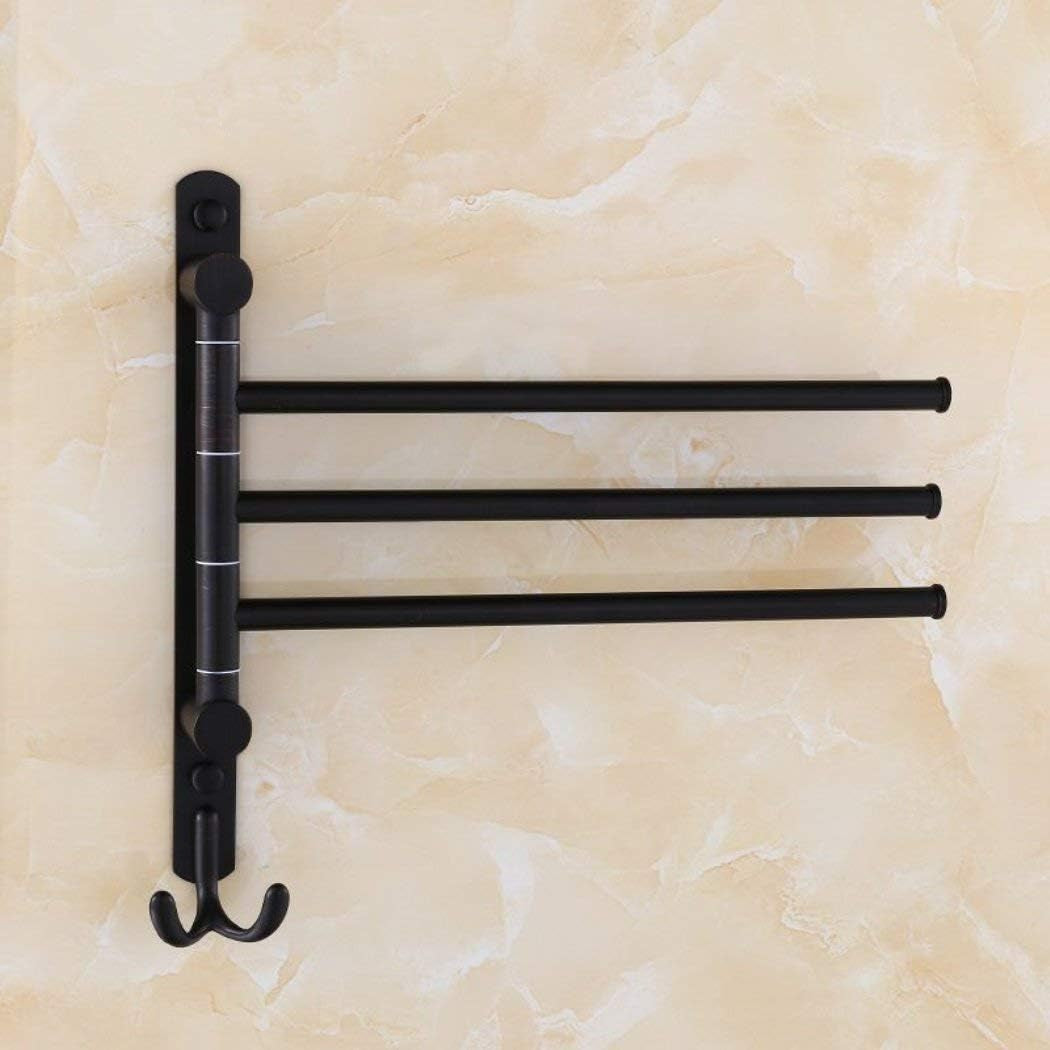 Oil Rubbed Bronze Swing Out Towel Racks for Bathroom Holder Wall Mounted Towel Bars with Hooks 3-Arm - GG store