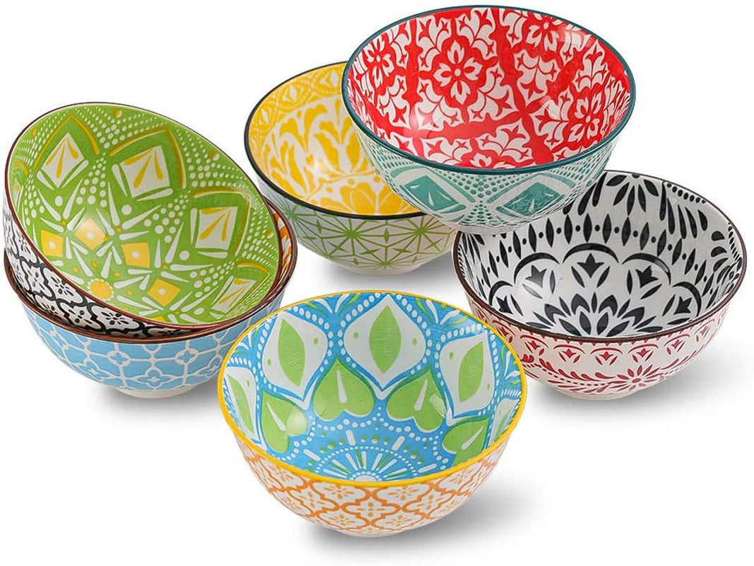 Vibrant Set of 6 Porcelain Dessert & Cereal Bowls - Perfect for Ice Cream, Soup, Snacks & More - Microwave & Dishwasher Safe!