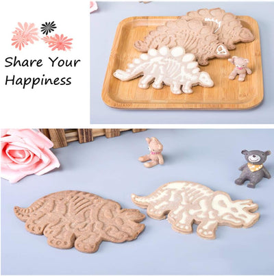 Jurassic Dinosaur Cookie Cutter Set - 6-Piece T-Rex, Stegosaurus & Triceratops Fossil Stampers for Fun Baking Adventures!