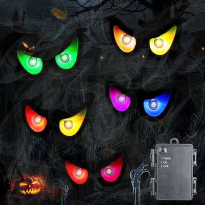 Spook-tacular Halloween Ghost Eyes LED Lights - 10 RGB Flashing Eyeballs for Creepy Indoor & Outdoor Graveyard Decor!